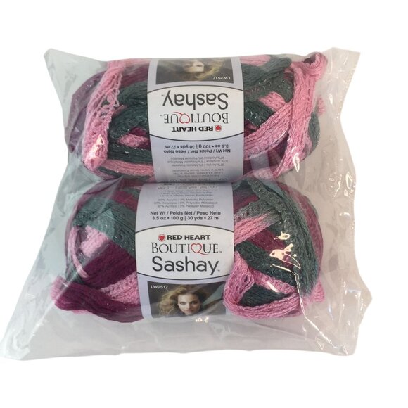 Red Heart Other - Red Heart Boutique Sashay Yarn Ballet Pink Purple Grey 3.5 oz Lot of 2 Balls NEW
